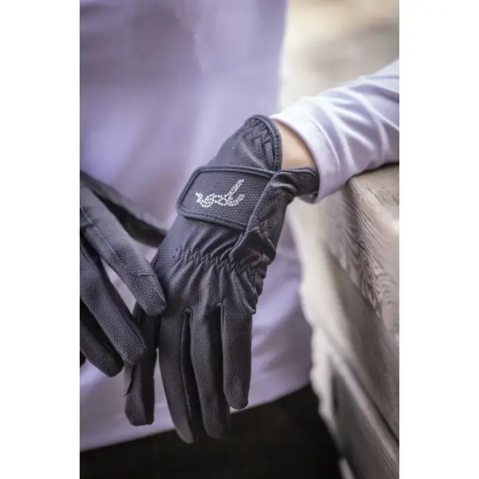 Gants D'équitation Enfants Riders Trend - Taille S, Noir Et Bleu, Modèle 10034523B-BLKSKY-CS