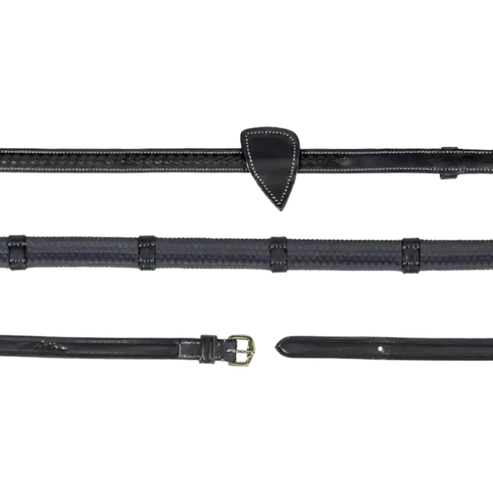 Rênes Caoutchouc 1/2" avec 7 arrêtoirs et finition tressé - D Collection - Dy'on (Noir, P/S)