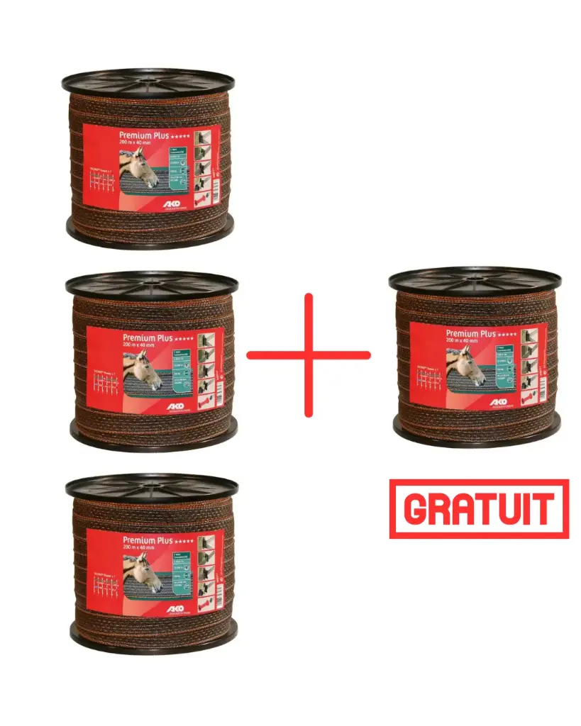 Pack Ruban de clôture Premium Plus 200M 40mm 3+1 gratuit