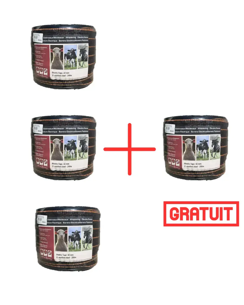 PACK 3+1 GRATUIT RUBAN BRUN/ORANGE 42MM 200M