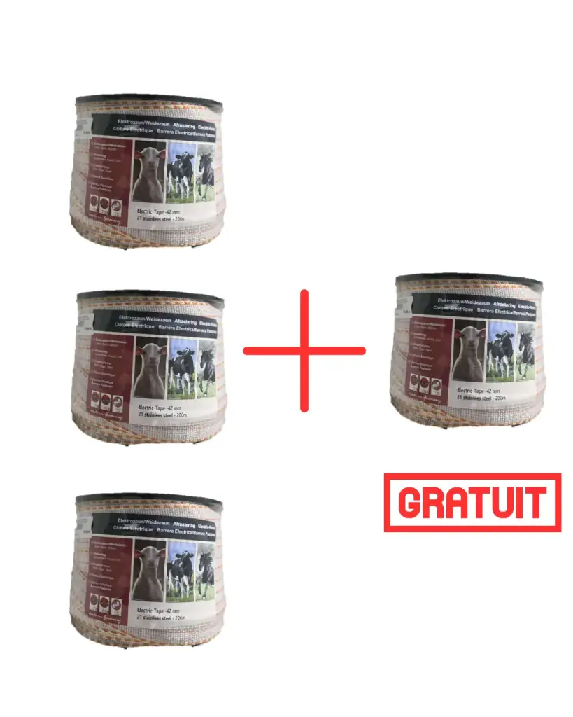 PACK 3+1 GRATUIT RUBAN BLANC/ORANGE 42MM 200M