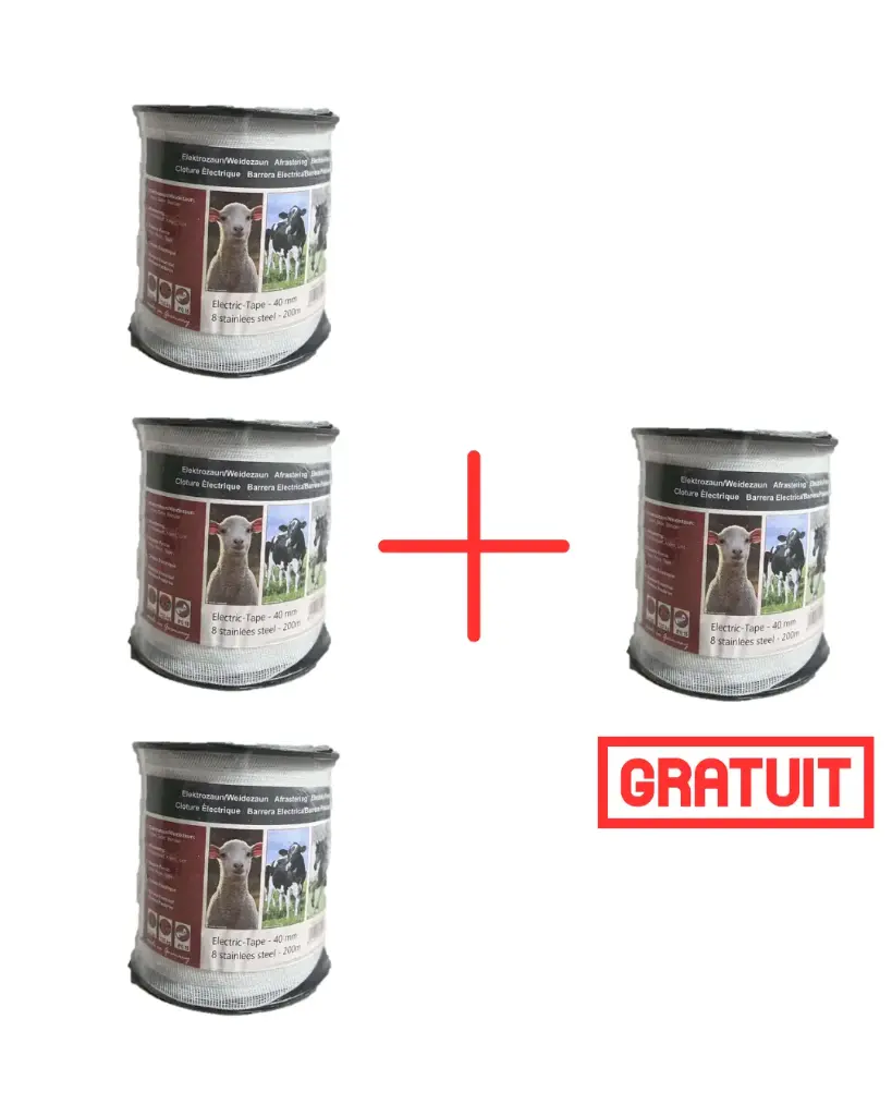 PACK 3+1 GRATUIT RUBAN BLANC 40MM 200M