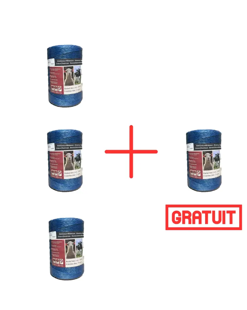 PACK 3+1 GRATUIT FIL TRESSE BLEU 1000M 3MM