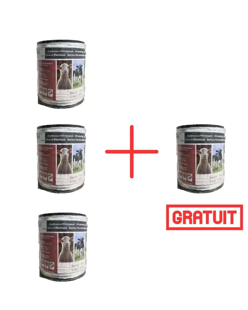 PACK 3+1 GRATUIT CORDE BLANC 5MM 200M