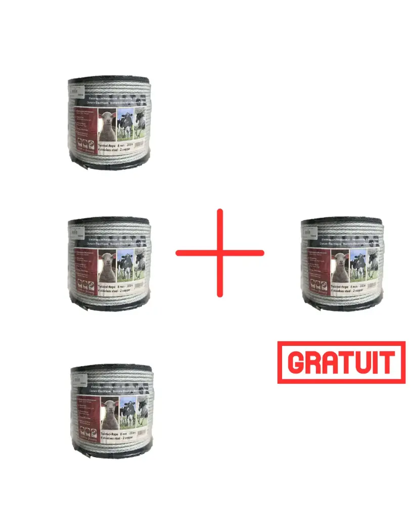 PACK 3+1 GRATUIT CORDE BLANC/VERT 200M 8MM