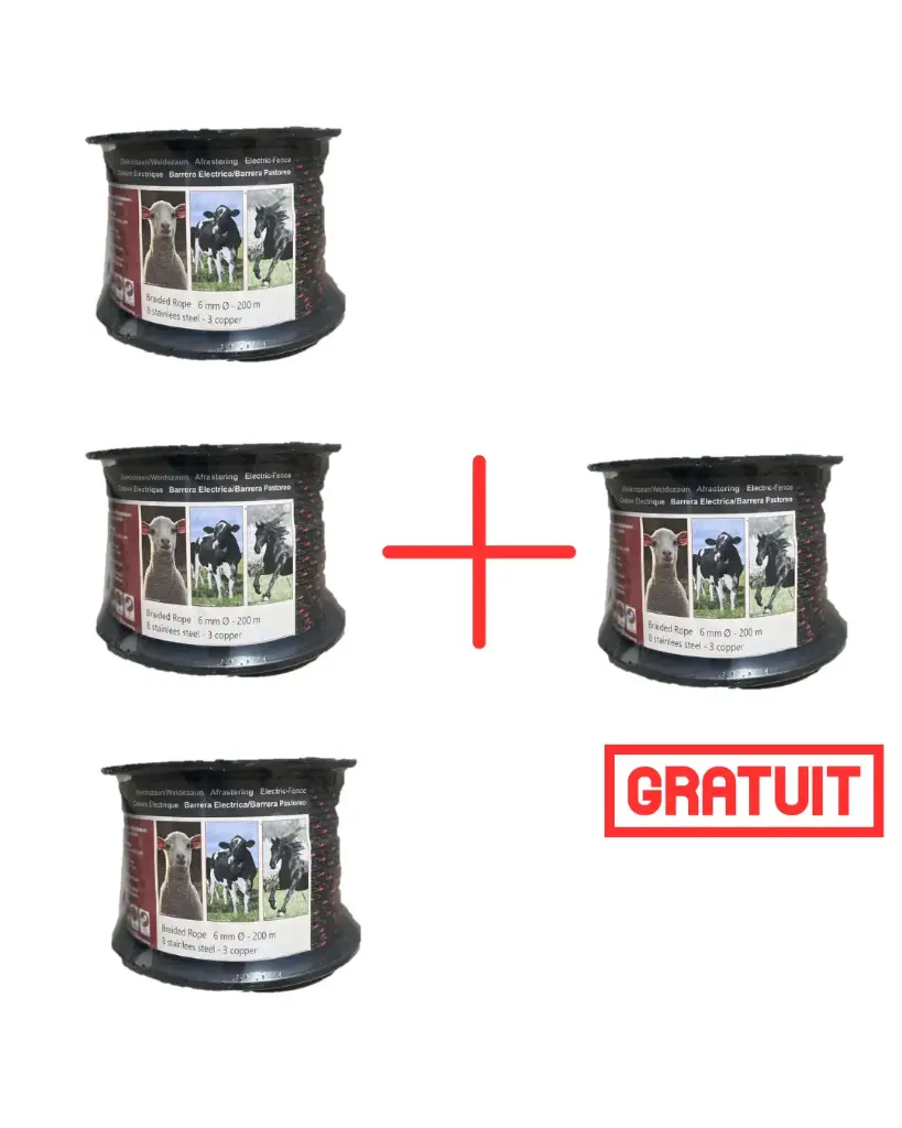 PACK 3+1 GRATUIT CORDE BRUN 200M 6MM