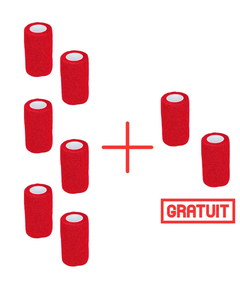 BANDAGE EXCELLENT ANIMAL PROFI 10 CM ROUGE 6+2 gratuits