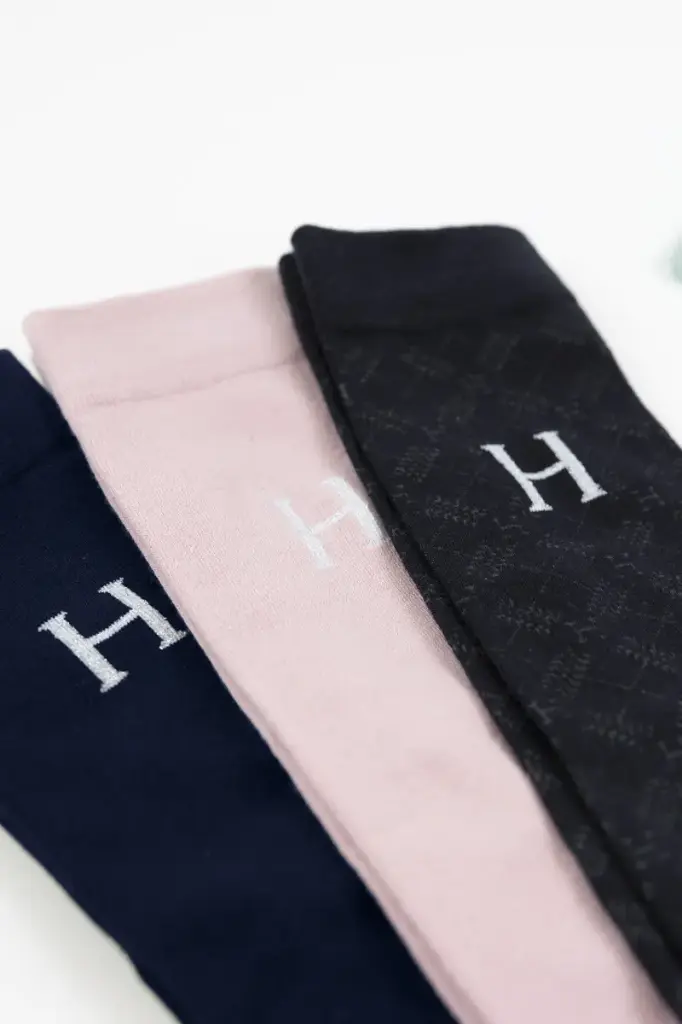 Chaussettes Aiko Navy/Light Pink/Tartan (x3 paires) Harcour