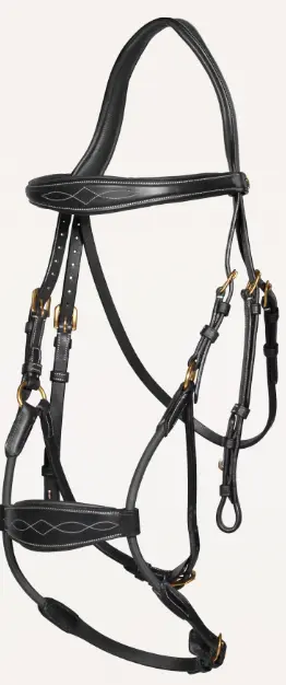 Bridon Muserolle Hybride Elastique - D Collection - Dy'on (Noir, P/S)