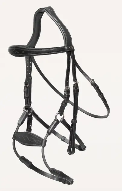 Bridon Muserolle Hybride Elastique - New English Collection - Dy'on (Noir, P/S)