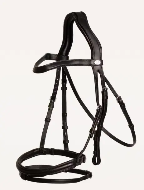 Bridon Muserolle Combinée en Cuir Souple - Soft Leather Collection - Dy'on (Noir, P/S)
