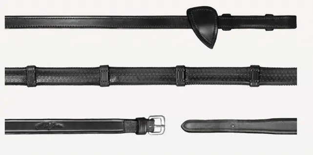 Rênes Caoutchouc 1/2" avec 7 arrêtoirs - New English Collection - Dy'on (Noir)