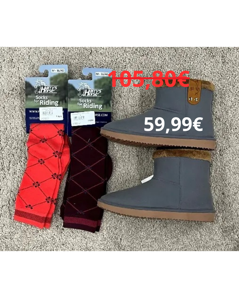 Ensemble Boots Pénélope Gris/Brun Pointure 38 + 2 paires de chaussettes