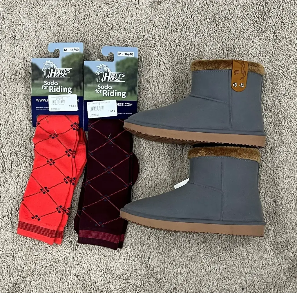 Ensemble Boots Pénélope Gris/Brun Pointure 38 + 2 paires de chaussettes