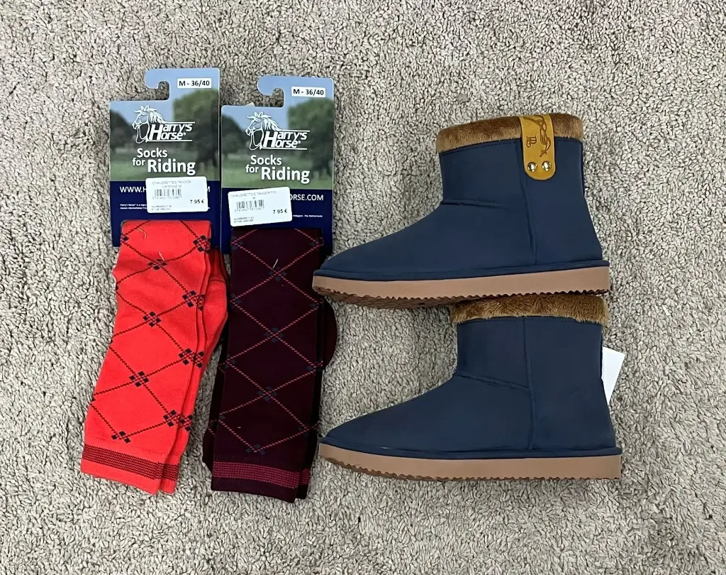 Ensemble Boots Penelope  Pointure  Marine/Brun + 2 Paires De Chaussettes