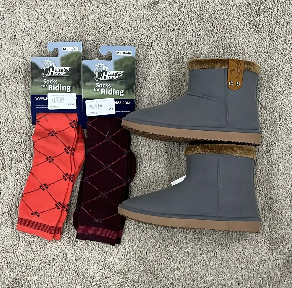 Ensemble Boots Pénélope Gris/Brun Pointure + 2 paires Chaussettes