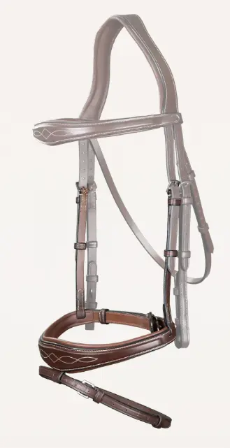 Muserolle Combinée Anatomique Brune - Collection US Jumping - Dy'on (Cob)