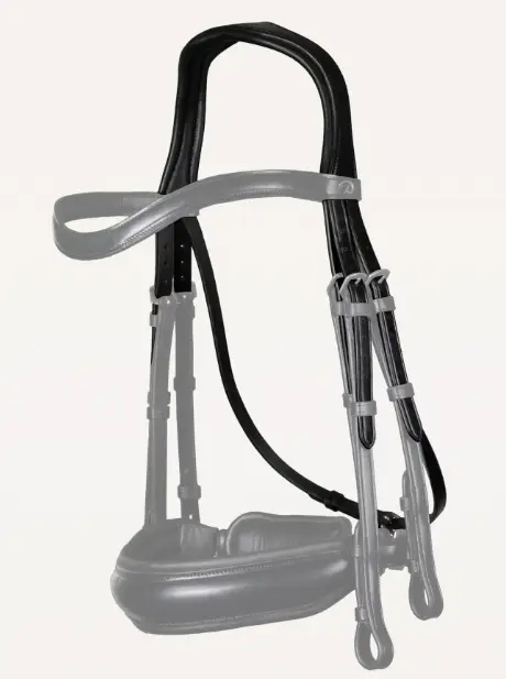 Tétière Bride "Type Dressage" - Collection Dressage Cuir Plat - Dy'on (Noir, Cob)