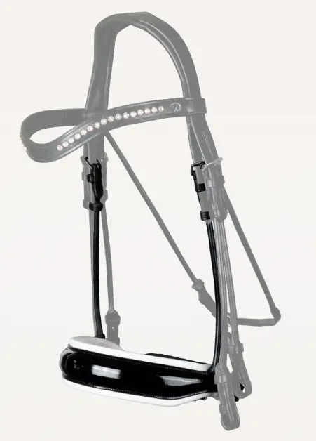 Muserolle Large Vernie avec Doublure Blanche - Collection Dressage Cuir Rond - Dy'on