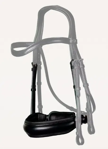 Muserolle Large Fermeture Pull Back Mat Noir - Collection Dressage Cuir Plat - Dy'on