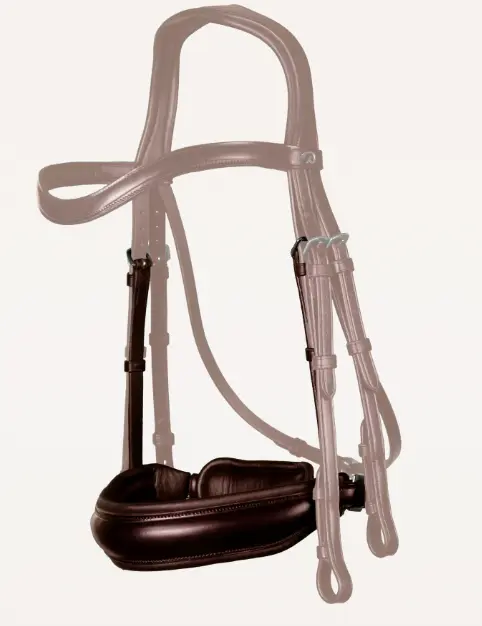 Muserolle Large Fermeture Pull Back Mat Brun - Collection Dressage Cuir Plat - Dy'on