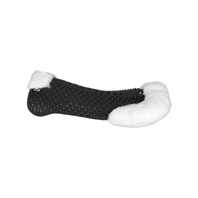 AMORTISSEUR REHAUSSEUR ACAVALLO PIUMA AIR-RELEASE FEATHERLIGHT EVA PAD WITH BACK RISER CUT OUT ECO-WOOL  (Mouton blanc)