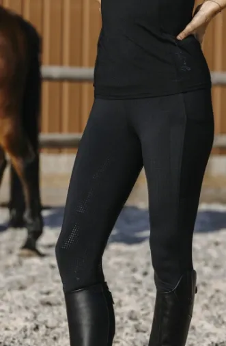 Legging Je t'aime Flora fond silicone Femme - Equithème (Noir, D34)