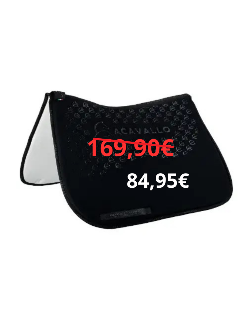 TAPIS / AMORTISSEUR ACAVALLO  LYCRA DRESSAGE SADDLE PAD WITH SILICONE GRIP AND BAMBOO FIBER (Noir/Noir)