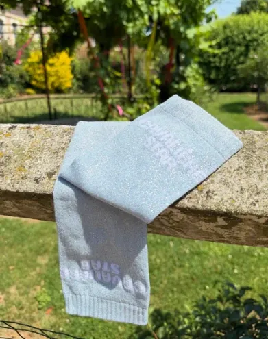 Chaussettes Paillettes Cavalière Star Bleu ciel - Equislay