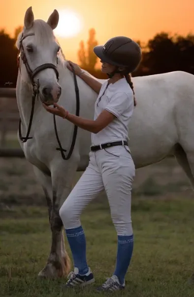 Chaussettes Paillettes Mon Poney Mon Pain Bleu électrique - Equislay