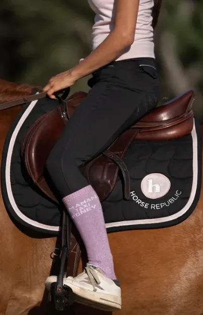 Chaussettes Paillettes Maman Taxi et Poney Lilas - Equislay