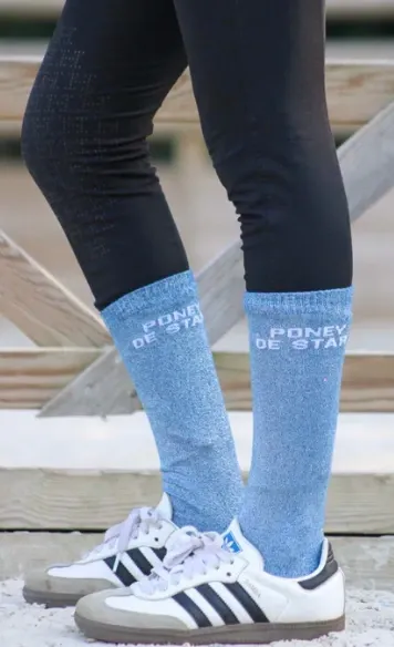 Chaussettes Poney de Star Bleu marine Mollets Fins (34/37) - Equislay