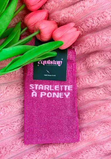 CHAUSSETTES STARLETTE À PONEY ROSE FUCHSIA - Equislay