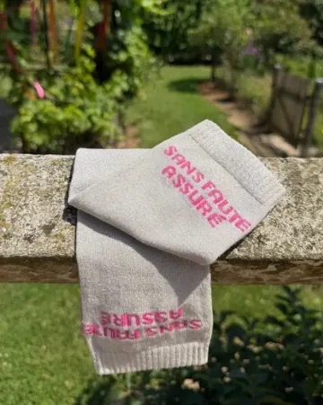 Chaussettes Sans Faute Assuré Beige (écriture fuchsia) - Equislay