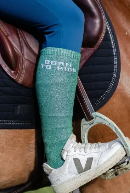 CHAUSSETTES BORN TO RIDE VERT - Equislay
