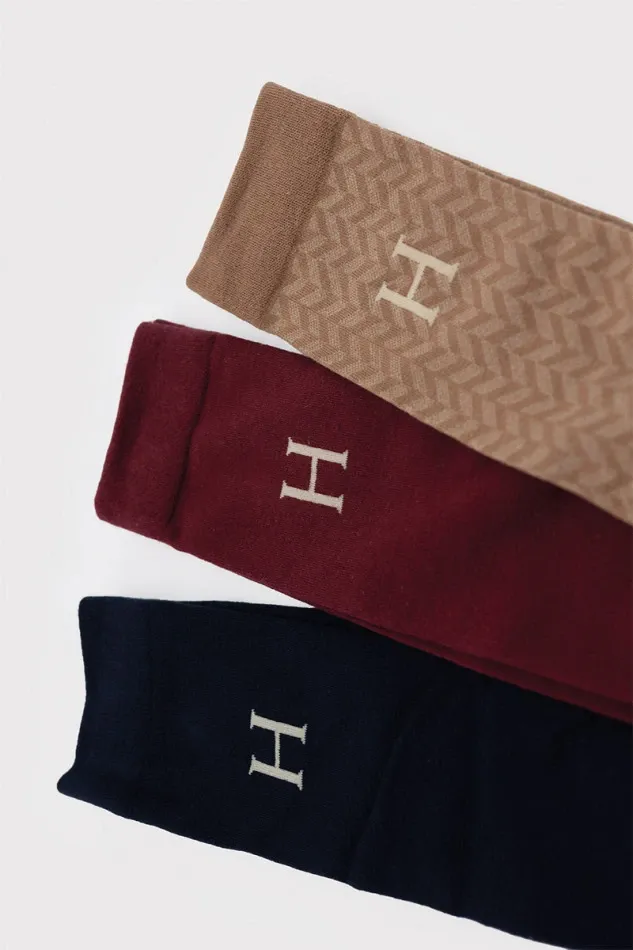 Chaussettes Carly (x3) Vigne/Marine/Chevron - Harcour