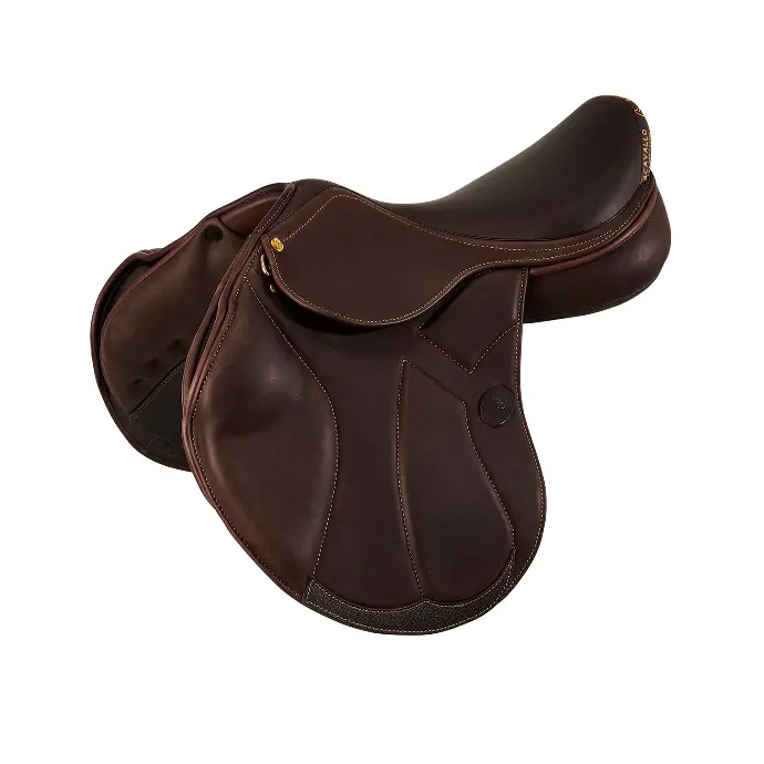 SELLE ACAVALLO GUTTUSO JUMPING SADDLE WITH FLOCKED PANELS (Brun, 15")