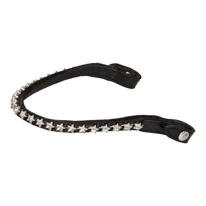 FRONTAL ACAVALLO BROWBAND WITH ROUND CRYSTAL STARRY CRYSTAL (Noir, Cob)