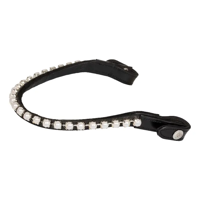 FRONTAL ACAVALLO BROWBAND WITH PEARLS  (Noir, Cob)