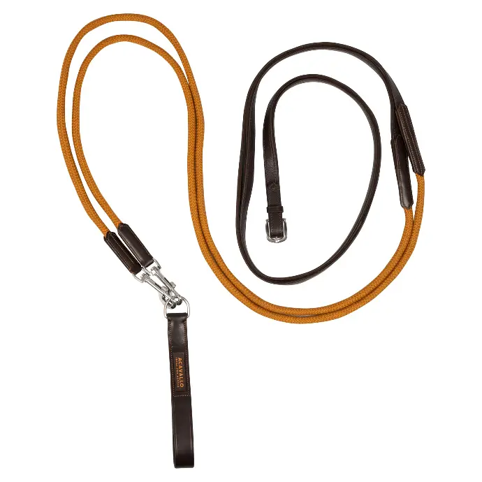 RENES ACAVALLO SOFT LEATHER DRAW REINS WITH ROUND NYLON ROPE