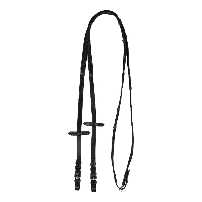 RENES ACAVALLO WEB REINS WITH LEATHER STOPS (Noir)
