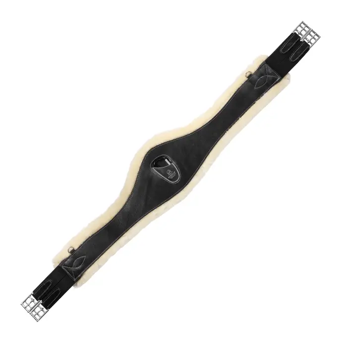 SANGLE ACAVALLO LEATHER ANATOMIC GIRTH WITH REMOVABLE ECOWOOL LINING  (Noir, 110cm)