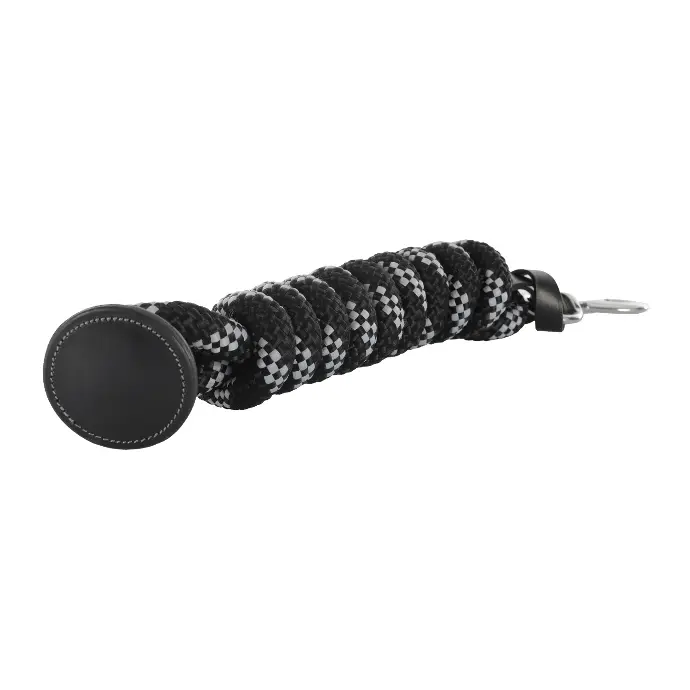 CORDE ACAVALLO NYLON BRAIDED LEAD ROPE WITH LEATHER TERMINATION (Noir)