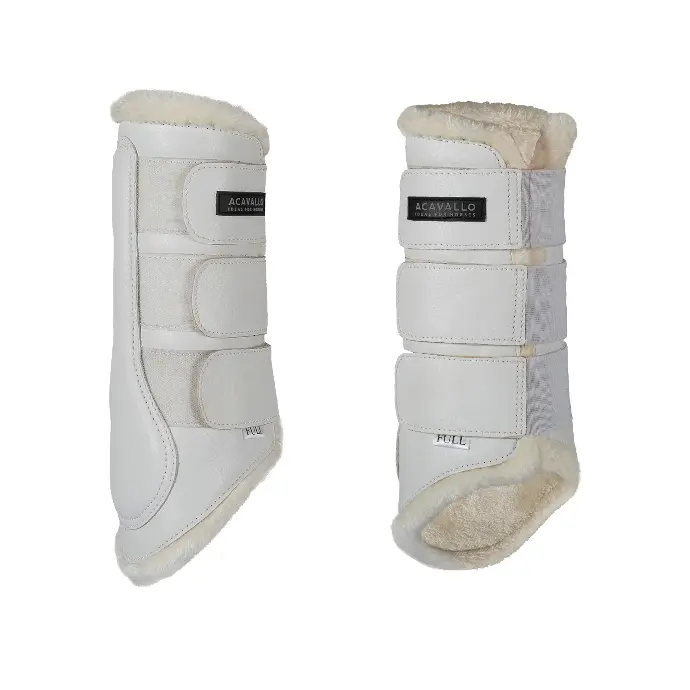 GUETRES ARRIERE ACAVALLO ECO-LEATHER HIND BRUSHING HORSE BOOTS WITH TRIPLE VELCRO FASTENING