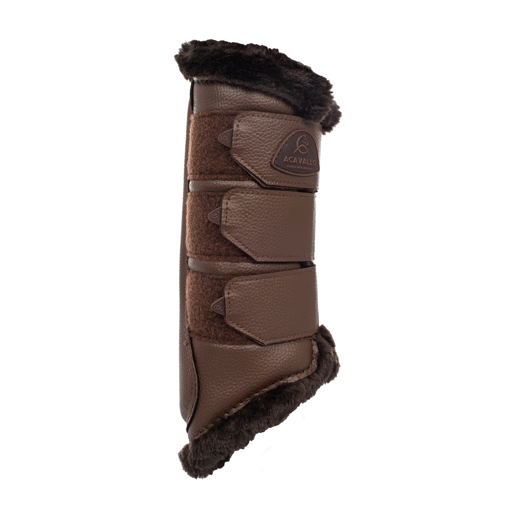 GUETRES ARRIERE ACAVALLO HIND BRUSHING HORSE BOOTS W/SYNTHETIC FUR W/TRIPLE VELCRO
