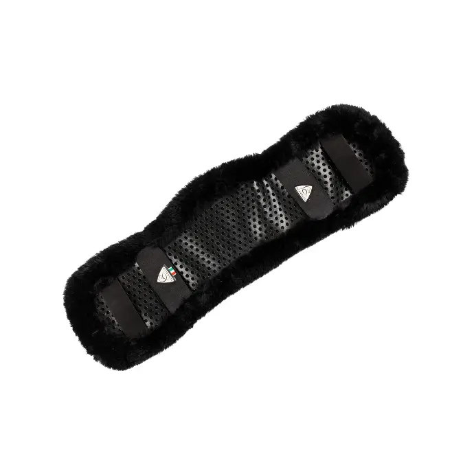 ACAVALLO SHAPED CLASSIC GEL SHORT GIRTH SAVER WITH ECO-WOOL (Noir, S ( 50-60CM))