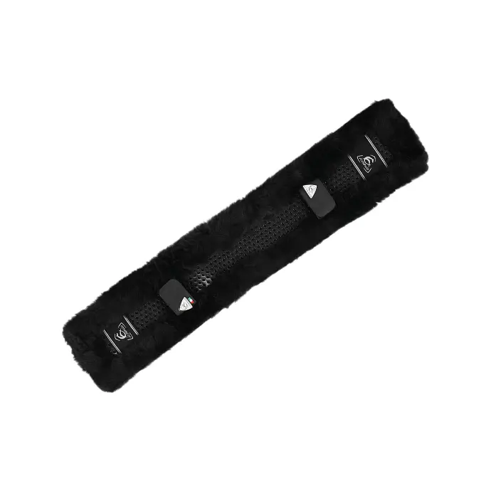 ACAVALLO CLASSIC GEL SHORT GIRTH SAVER WITH SHEEPSKIN (Noir, S ( 50-60CM))