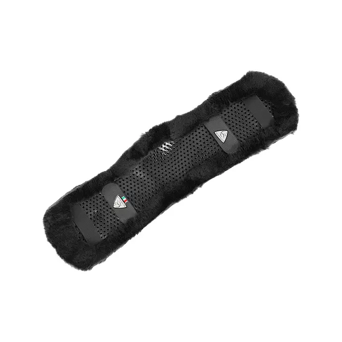 ACAVALLO SHAPED CLASSIC GEL SHORT GIRTH SAVER WITH SHEEPSKIN  (Noir, S ( 50-60CM))