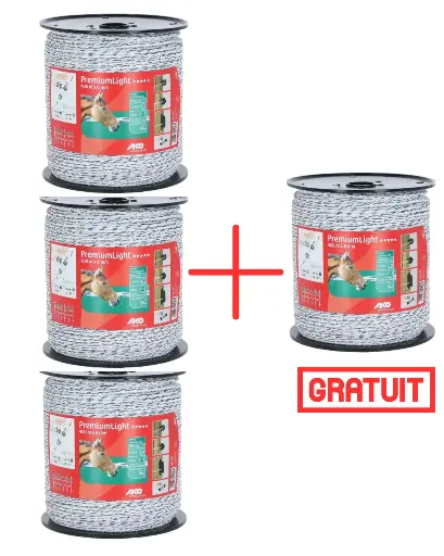 Pack Cordelette de clôture Premium 400M 6mm Light 3+1 gratuit