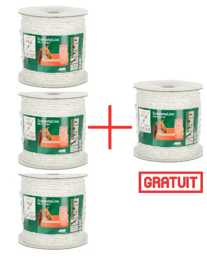 Pack Cordelette de clôture EconomyLine 500m 6mm 3+1 gratuit